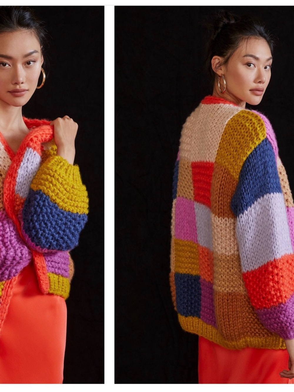 FRNCH Patchwork Knit Cardigan